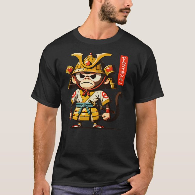 Grumpy Samurai monkey - Matsumoto Hoji Style T-Shirt (Front)
