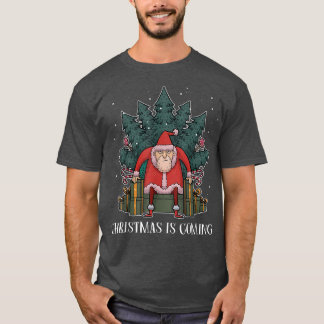 Grumpy Santa Claus Tree Present Throne Funny Chris T-Shirt