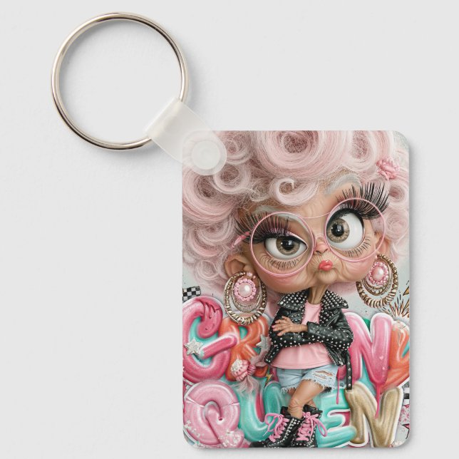 Grumpy Sassy Queen Punk  Key Ring (Front)