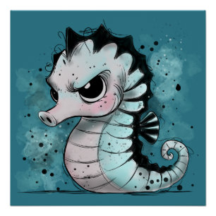 Grumpy Seahorse Poster