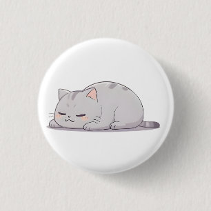 Grumpy Sleepy Cat Kawaii Design 3 Cm Round Badge