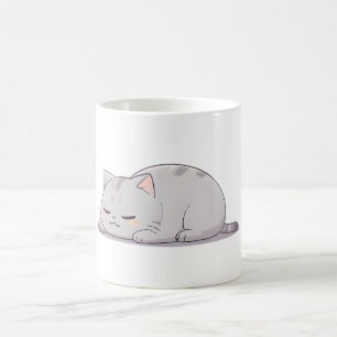 Grumpy Sleepy Cat Kawaii Design Coffee Mug