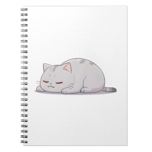 Grumpy Sleepy Cat Kawaii Design Notebook