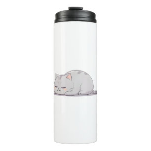 Grumpy Sleepy Cat Kawaii Design Thermal Tumbler