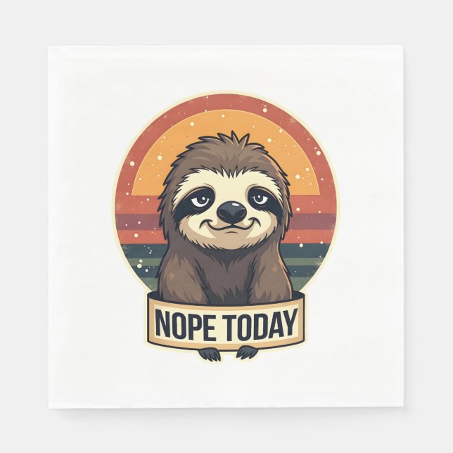 Grumpy Sloth Vintage Funny Retro Shirt Design Napkin (Front)