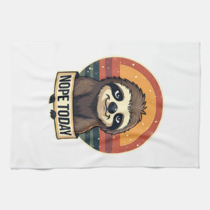 Grumpy Sloth Vintage Funny Retro Shirt Design Tea Towel