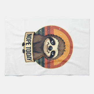 Grumpy Sloth Vintage Funny Retro Shirt Design Tea Towel