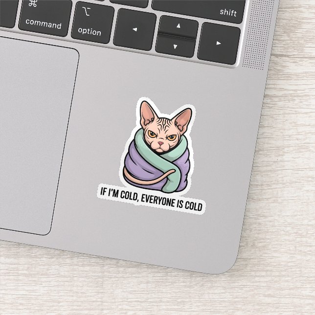 Grumpy Sphynx Cat Cold Humor Cartoon Art (Detail)