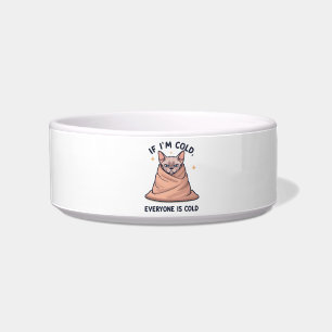 Grumpy Sphynx Cat Cold Humor Cartoon Art Bowl