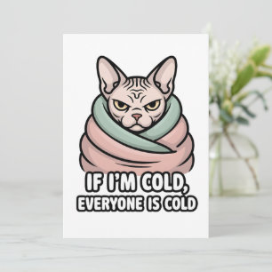 Grumpy Sphynx Cat Cold Humor Cartoon Art Holiday Card