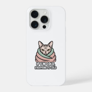 Grumpy Sphynx Cat Cold Humor Cartoon Art iPhone 15 Pro Case