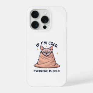 Grumpy Sphynx Cat Cold Humor Cartoon Art iPhone 15 Pro Case