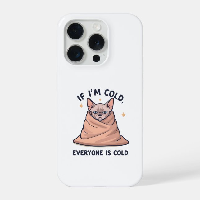 Grumpy Sphynx Cat Cold Humor Cartoon Art iPhone Case (Back)