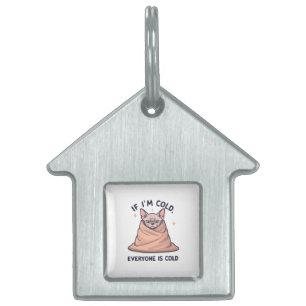 Grumpy Sphynx Cat Cold Humor Cartoon Art Pet ID Tag