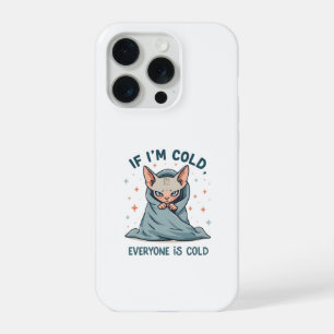 Grumpy Sphynx Cat Cold Humor Cartoon Design iPhone 15 Pro Case