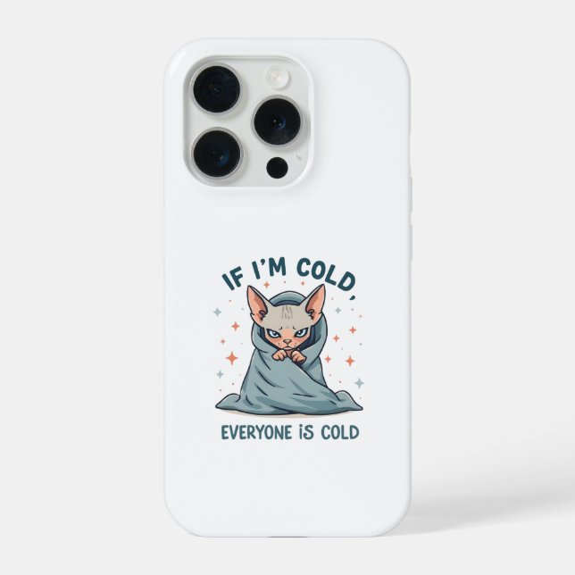 Grumpy Sphynx Cat Cold Humor Cartoon Design iPhone Case (Back)