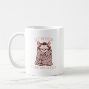 Grumpy Sphynx Cat Cold Humor Illustration Coffee Mug