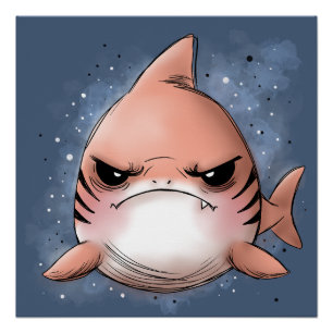 Grumpy Tiger Shark Poster
