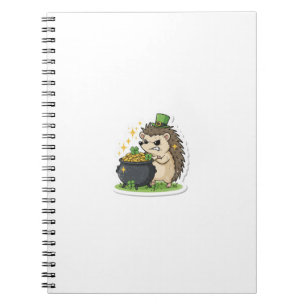 Grumpy Treasure Keeper Hedgehog St.Patrick's Day Notebook