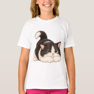 Grumpy Tuxedo Cat Cute Annoyed Kitty Design T-Shirt