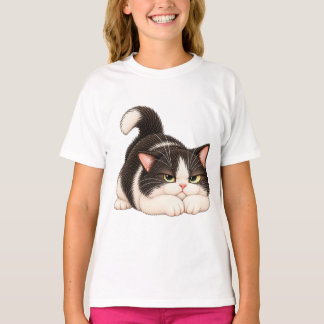 Grumpy Tuxedo Cat Cute Annoyed Kitty Design T-Shirt
