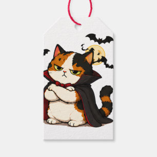 Grumpy Vampire Cat Halloween  Gift Tags