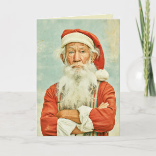 Grumpy Vintage Santa Christmas Portrait Card