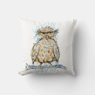 Grumpy Wet Owl Cushion