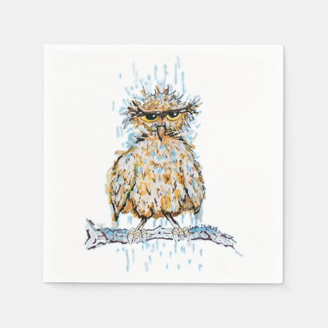 Grumpy Wet Owl Napkin (Front)