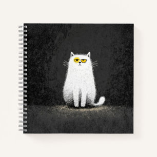 Grumpy White Cat – Funny Minimal Cat Art Notebook