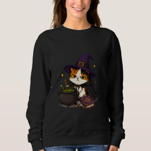 Grumpy Witch Cat Halloween Sweatshirt
