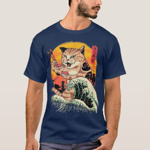 Grumpy Yakuza Cat tattoo Style Japan Wave  T-Shirt