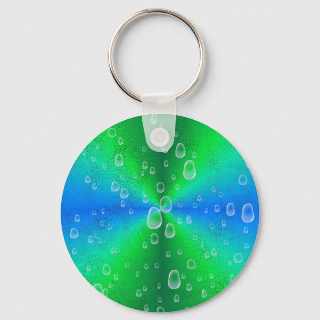 Grün blau Regenbogen mit Regentropfen Key Ring (Front)