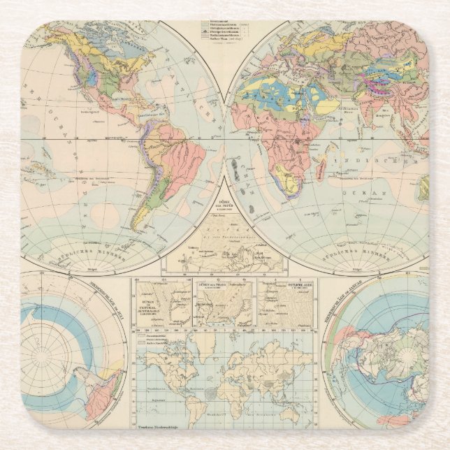 Grund u Boden - Soil Atlas Map Square Paper Coaster (Front)