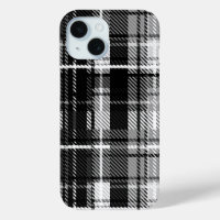 Grunde Black White Flannel Plaid Tartan Design 