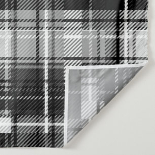 Grunde Black White Flannel Plaid Tartan Design  Fabric