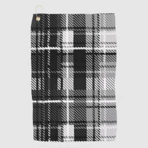 Grunde Black White Flannel Plaid Tartan Design  Golf Towel