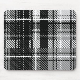 Grunde Black White Flannel Plaid Tartan Design  Mouse Pad