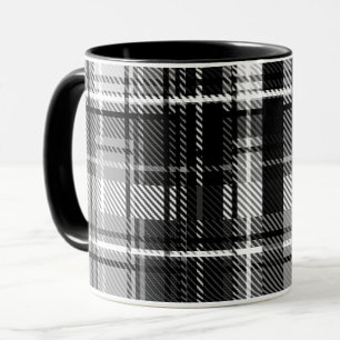 Grunde Black White Flannel Plaid Tartan Design Mug