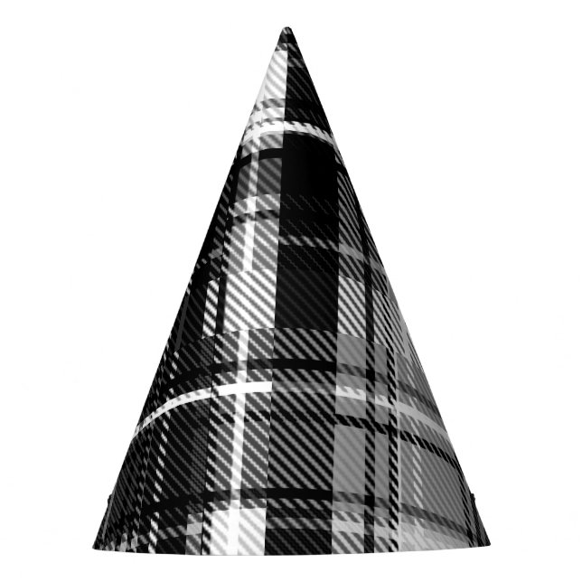 Grunde Black White Flannel Plaid Tartan Design  Party Hat (Front)