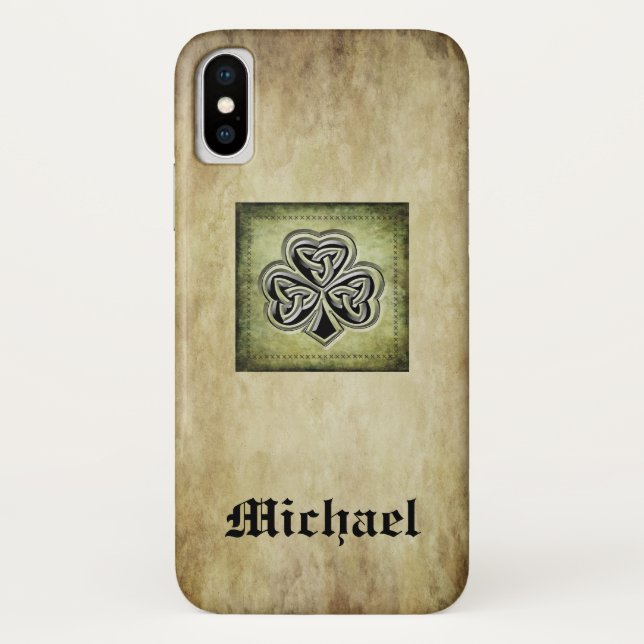 Grundge trendy lucky Irish shamrock personalised Case-Mate iPhone Case (Back)