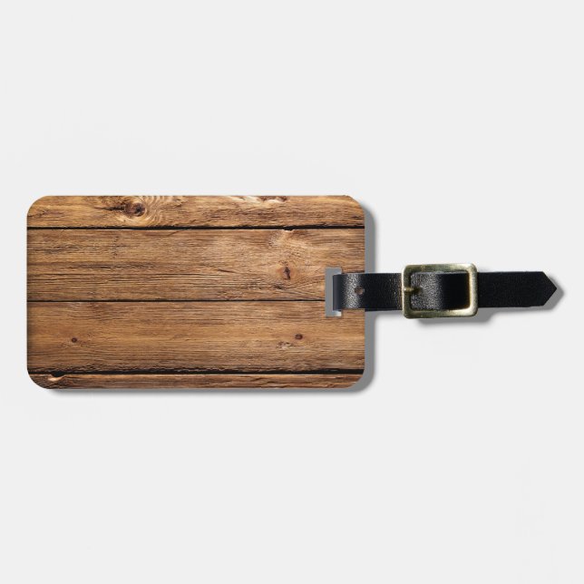 grundgy worn wood background luggage tag (Front Horizontal)