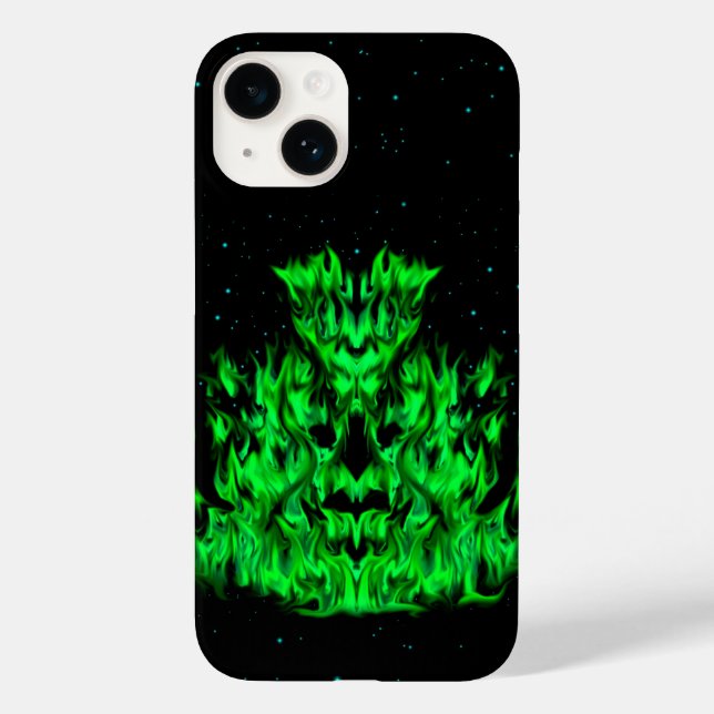 Grüne Flammenmonster am Sternenhimmel Case-Mate iPhone Case (Back)