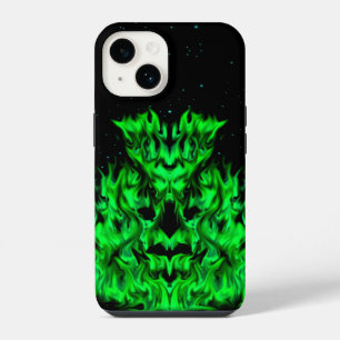 Grüne Flammenmonster am Sternenhimmel iPhone Case