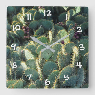 Grüne Kakteen Square Wall Clock
