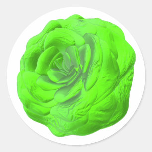Grüne Rosenblüte – Florales 3D-Design -  Classic Round Sticker