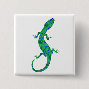 Grüner Gecko ArtDeco 15 Cm Square Badge