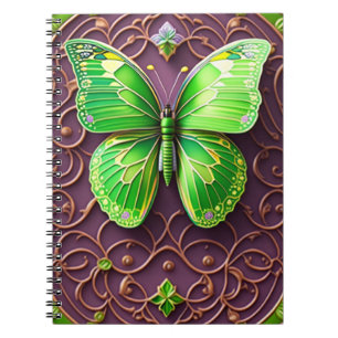 Grüner Schmetterling 3D Optik Notebook