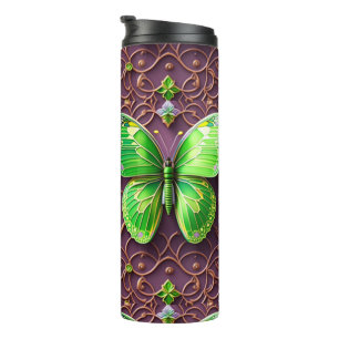 Grüner Schmetterling 3D Optik Thermal Tumbler
