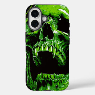 Grüner Vampirschädel iPhone 16 Case